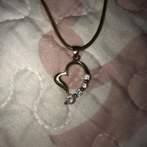 Gold heart necklace with diamonds
